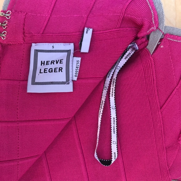 Herve Leger Hot Pink and Gray Bandage Dress Size Small - Picture 9 of 16